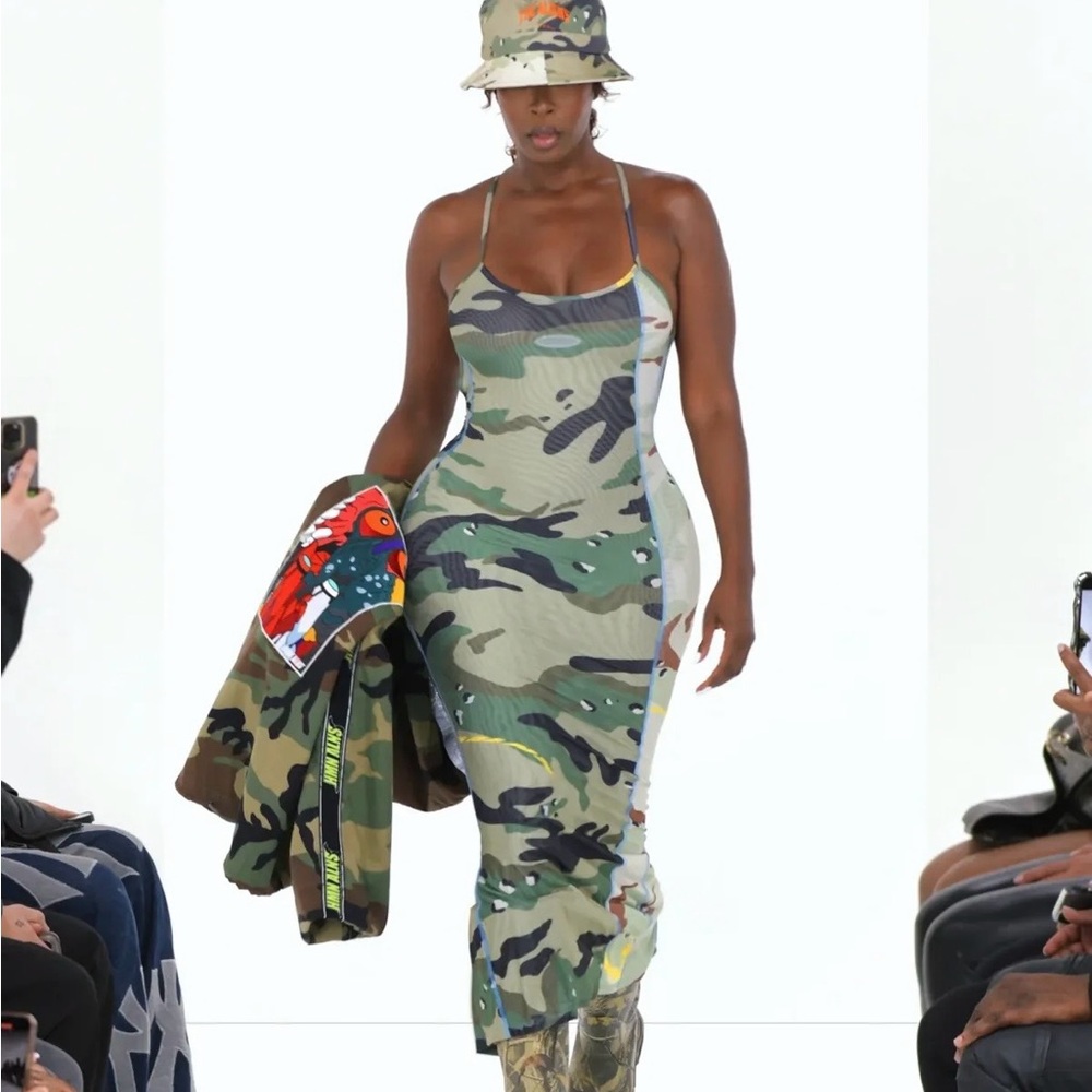HMN ALNS - Camo Ribbed Bodycon Maxi Dress
